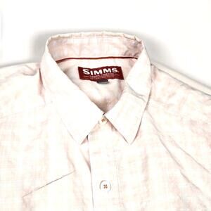 Simms Shirt Mens M Salmon Pink Fishing Short Sleeve Nylon Blend Light Pocket